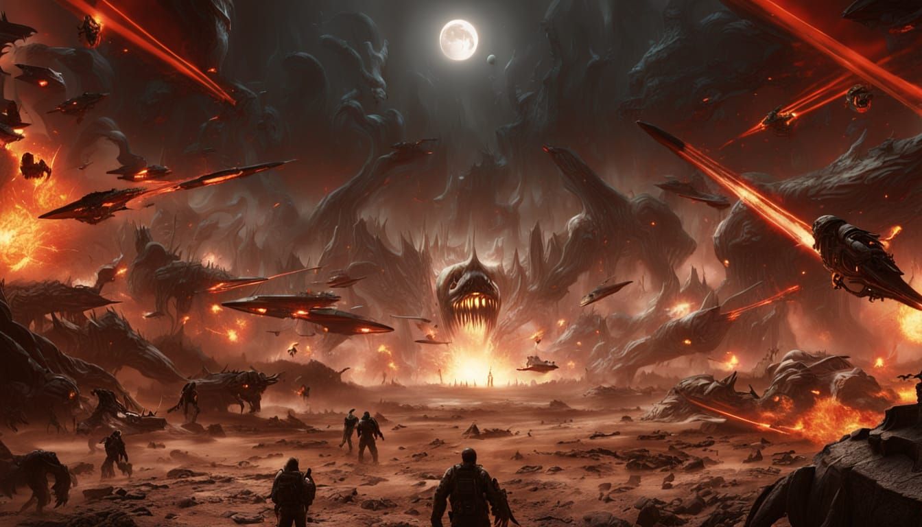 Cosmic Horror: Planet Devouring Moon in Epic Battle