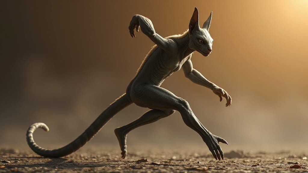Photorealistic Lyran Alien with Feline Grace