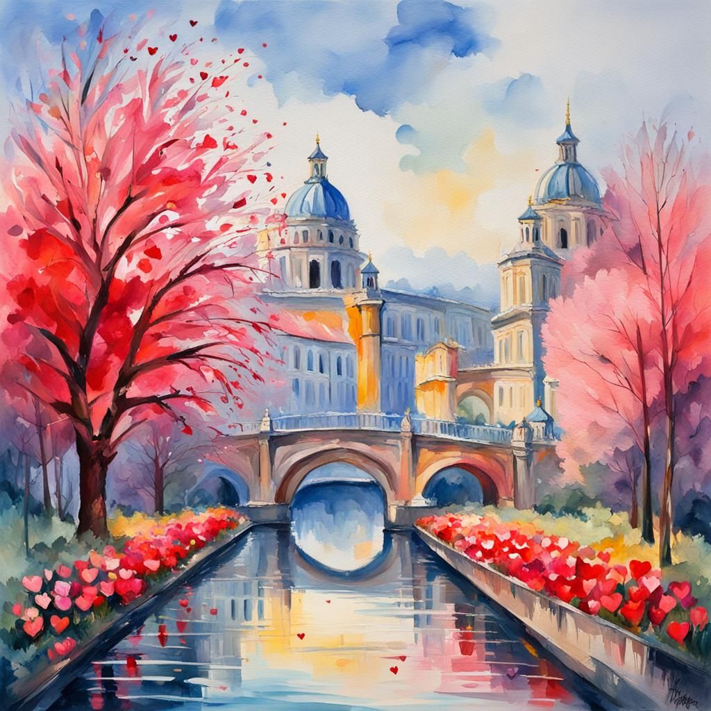 Valentine's Day Gouache Impressionist Masterpiece