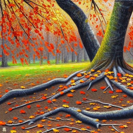 Animated Oil Painting of Autumn Leaves