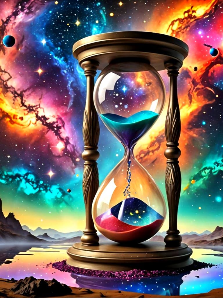 Celestial Hourglass in Vibrant Fantasy