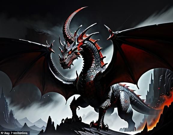 Fiery Dragon in Dynamic Fantasy Art Style