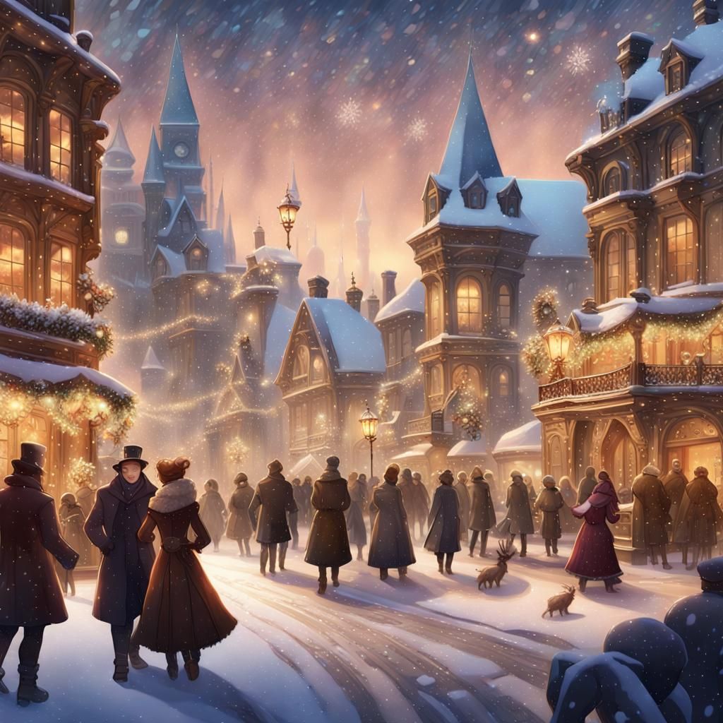 Magical Victorian Town Square in Winter