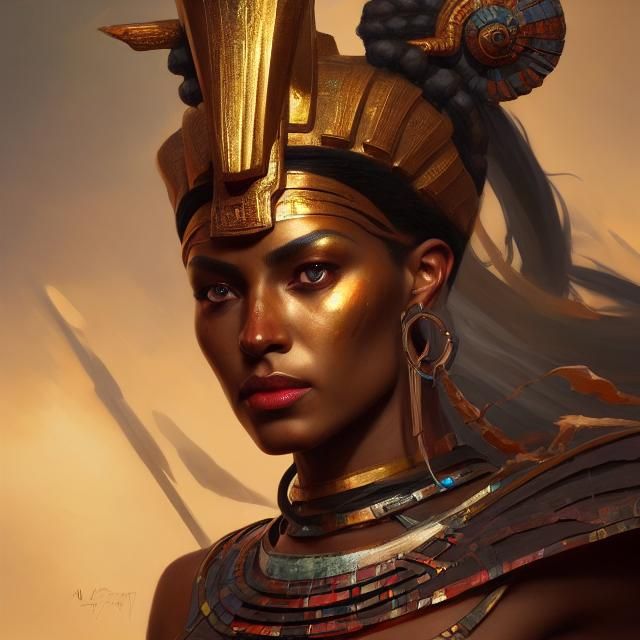 Amun Ra: Fierce Warrior Portrait in Digital Art