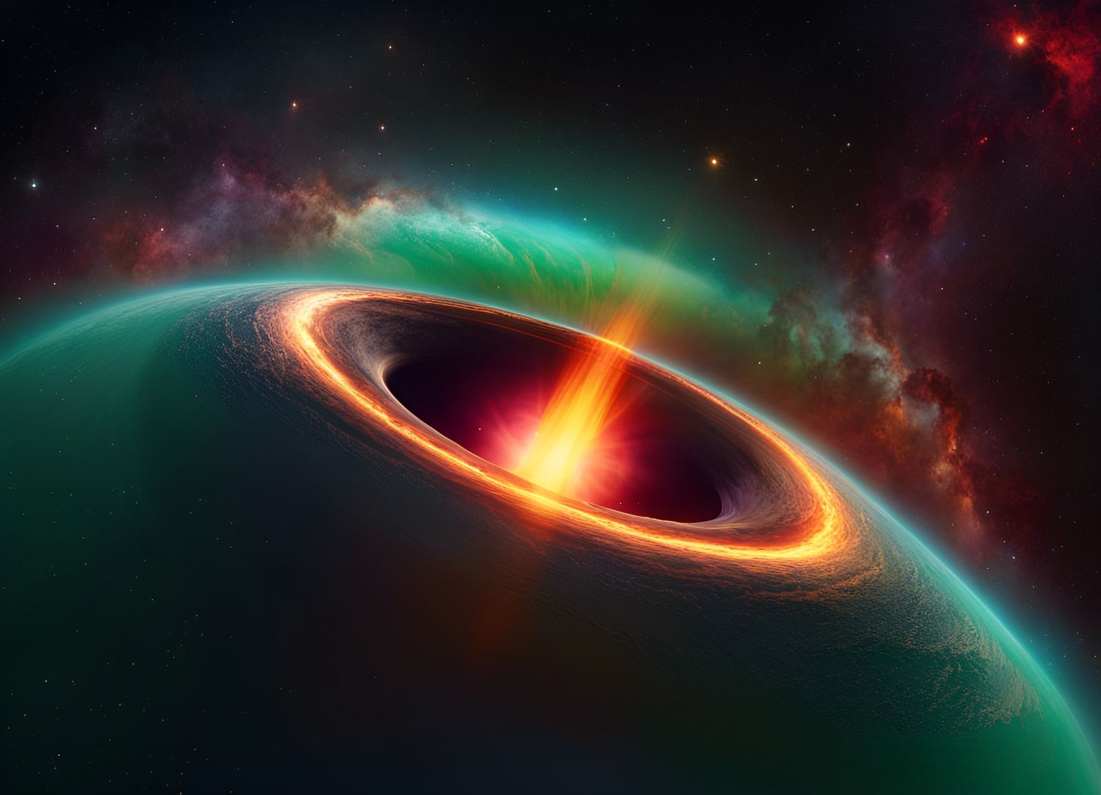 Hyperrealistic Black Hole in Nebula and Galaxies