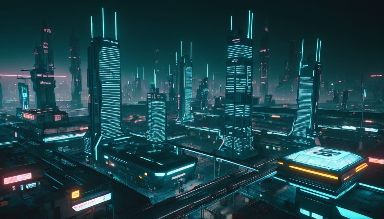 Cyberpunk Metropolis in Futuristic Alien City