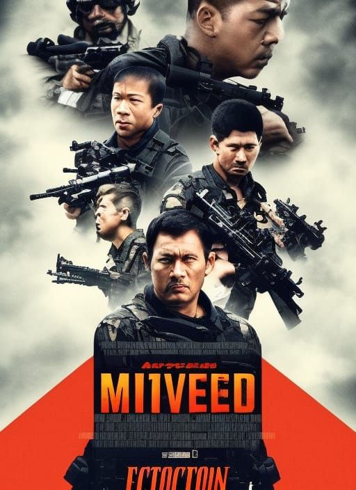 Action-Packed Military Movie Poster with Guns