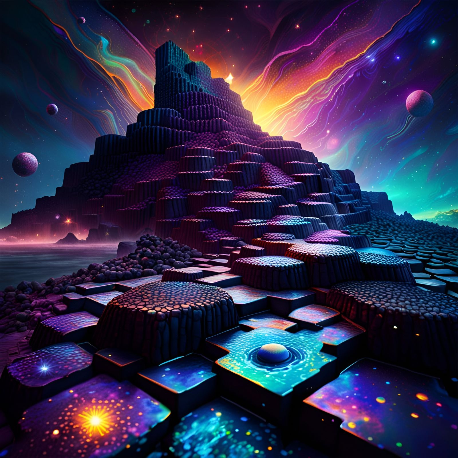 Holographic Cosmic Giants Causeway Illustration