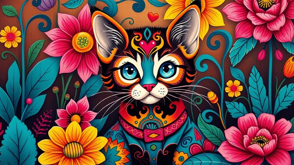 Vibrant Ukrainian Feline in Whimsical Trousers