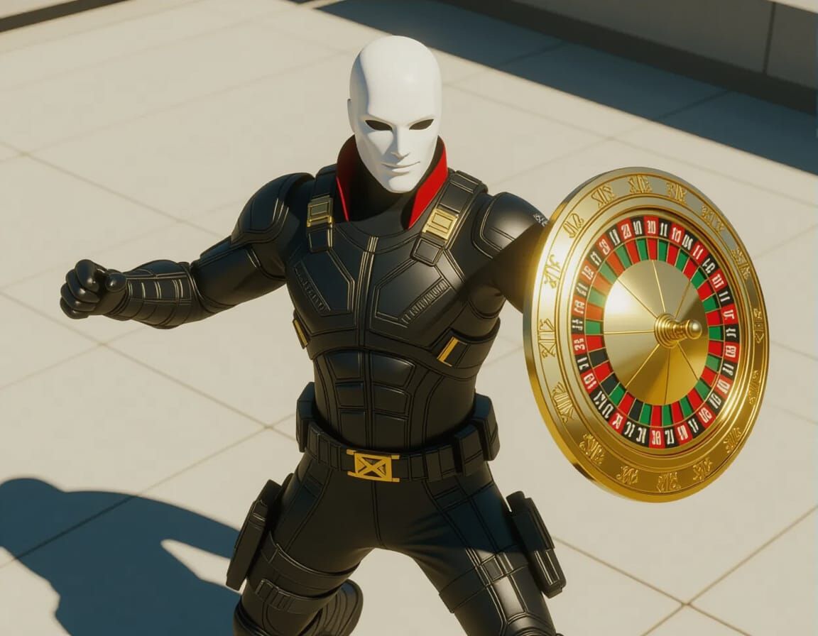 Casino Hero Throws Roulette Shield, Digital Art