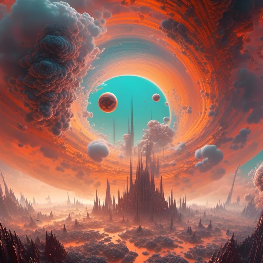 Orange Gas Giant with Smoke, Space Art