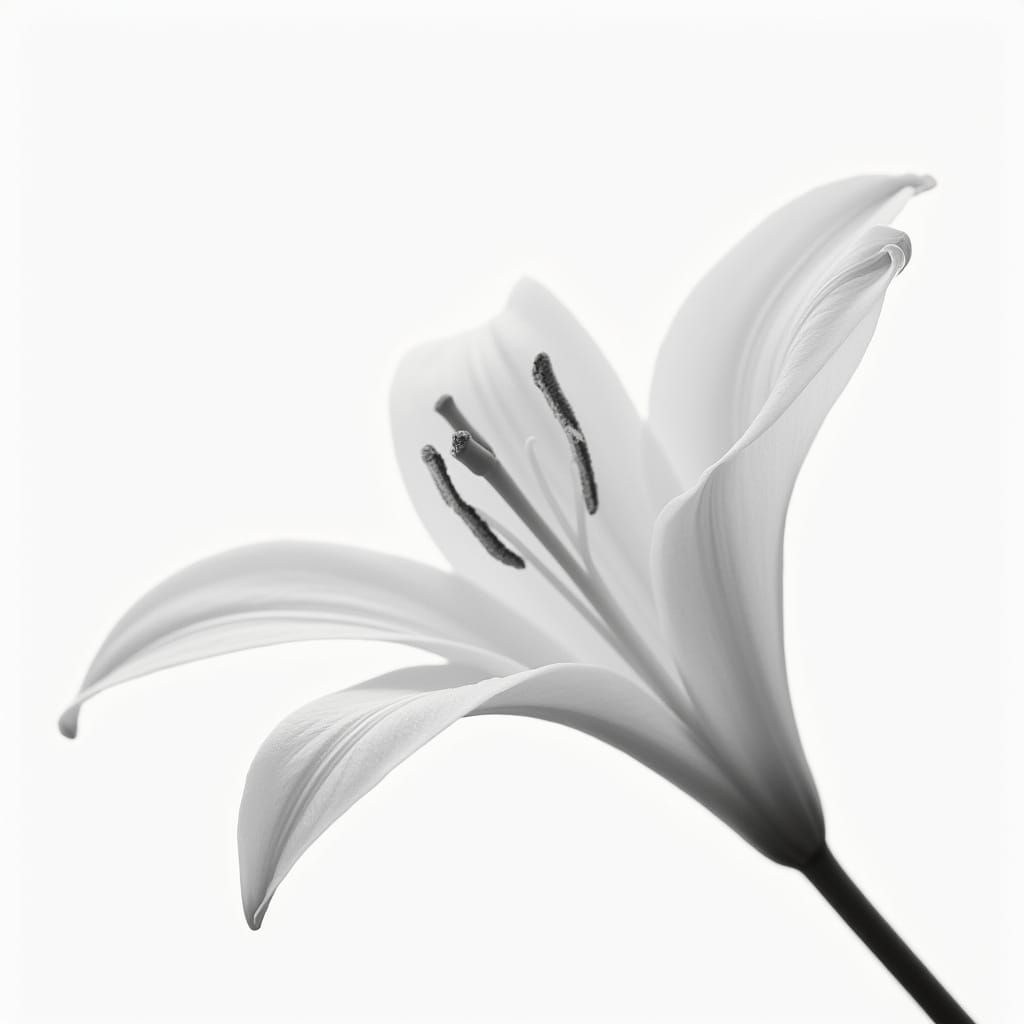 Elegant White Lily Macro Close-Up in Mapplethorpe Style