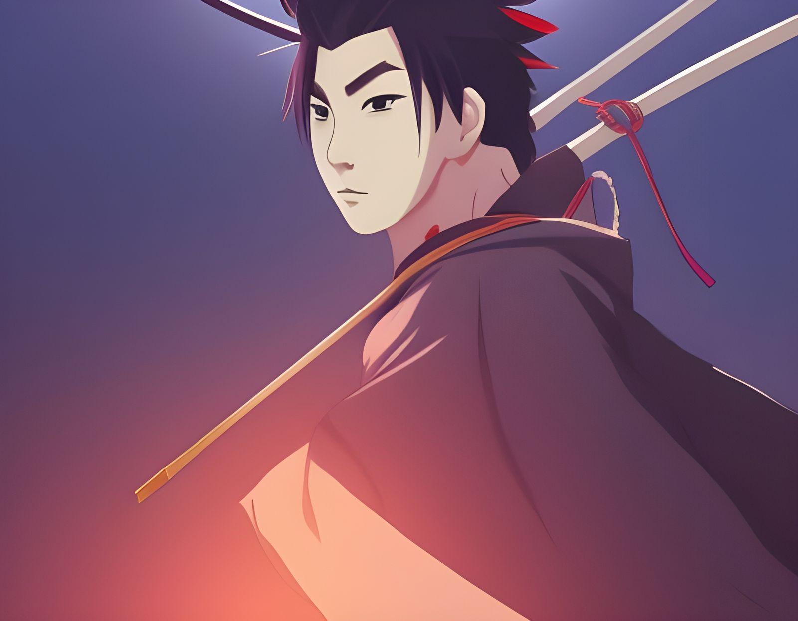 Male Samurai in Anime Manga Style
