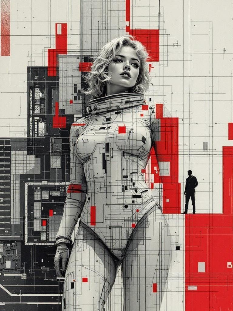 1950s Pin-Up in Soviet Constructivism Style