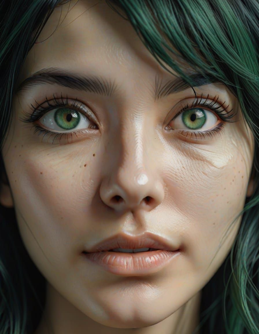 Stunning Woman's Close-Up Portrait With Heterochromatic Eyes
