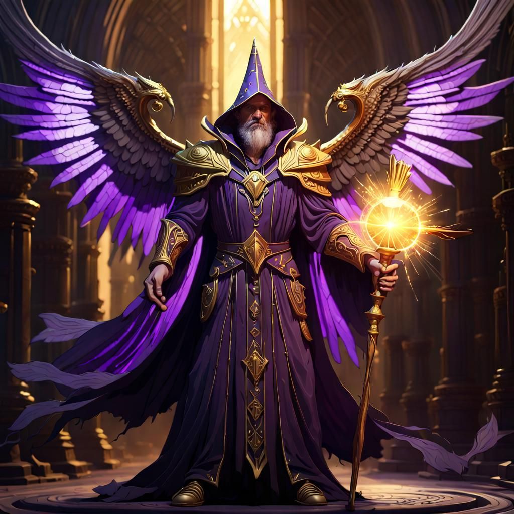 Winged Dark Wizard with Golden Scepter
