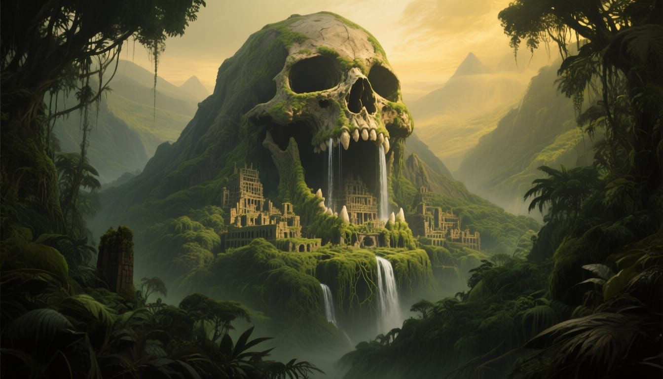 Emerald Jungle Valley with Skull Mountain City