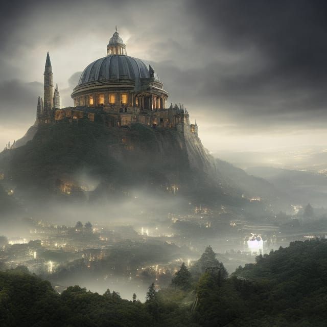 Epic University Above City in Digital Matte Painting