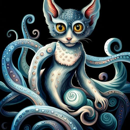 Victorian Dark Fantasy Kitten Monster
