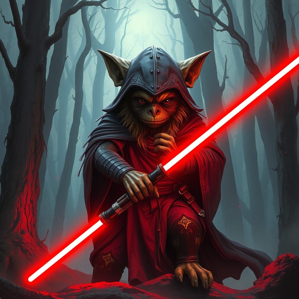 Ewok Sith Lord in Mystical Forest Art