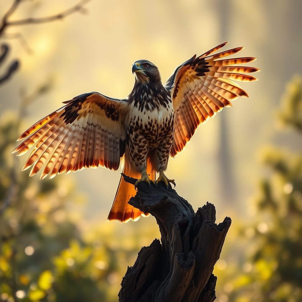 Hawk in Sunlight: Wildlife Photography