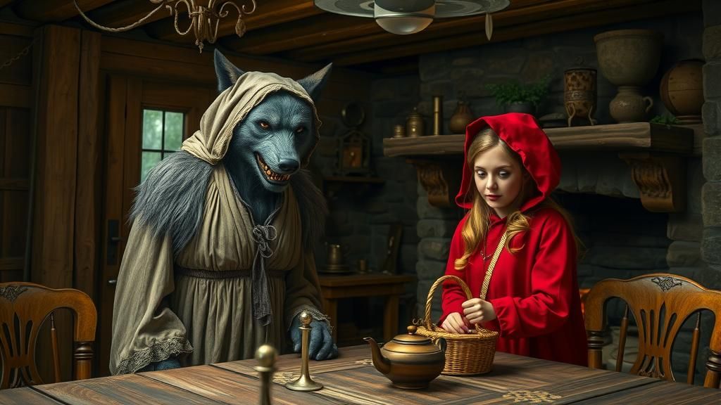 Wolf in Grandma's Clothes with Little Red Riding Hood