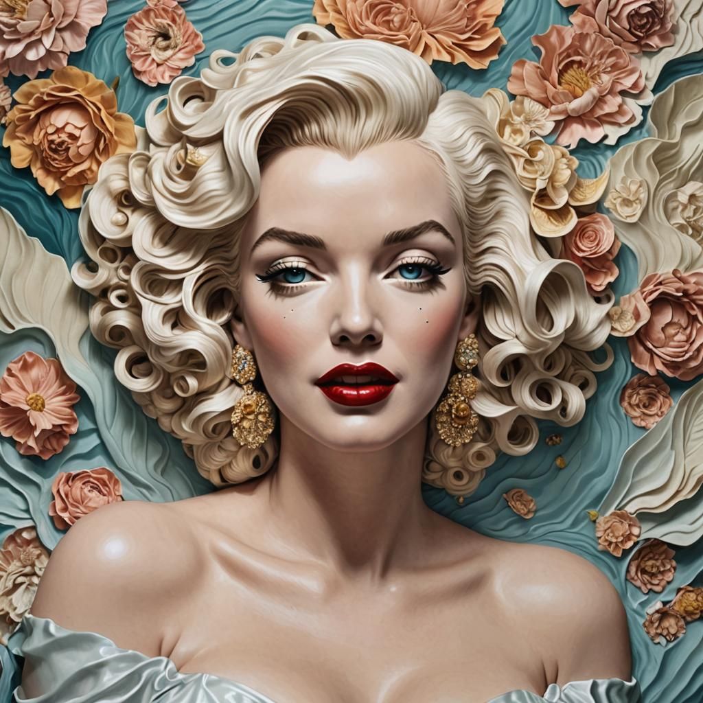 Marilyn Monroe as Boticelli Paper Art