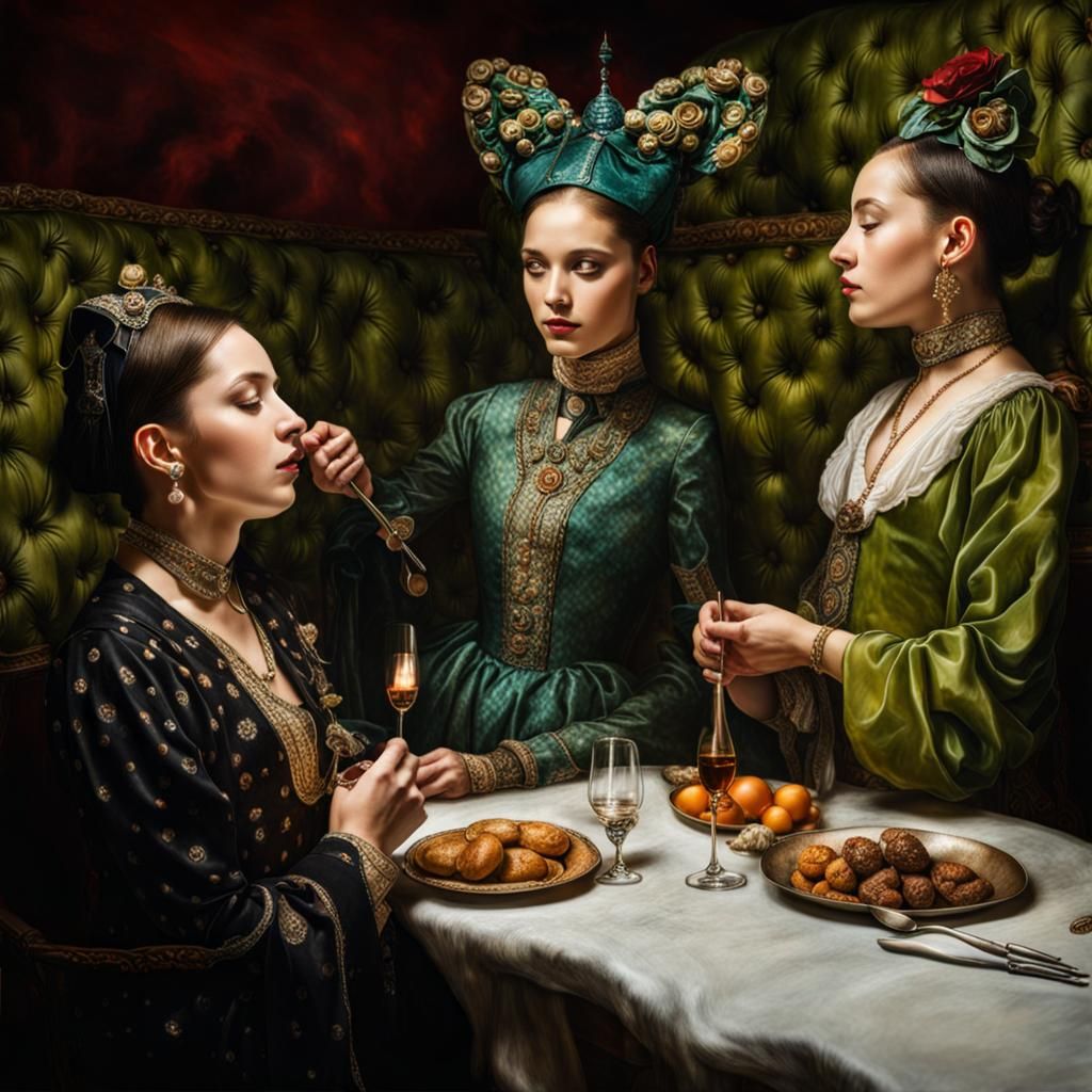 Surreal Alien Restaurant Celebration in Magical Realism