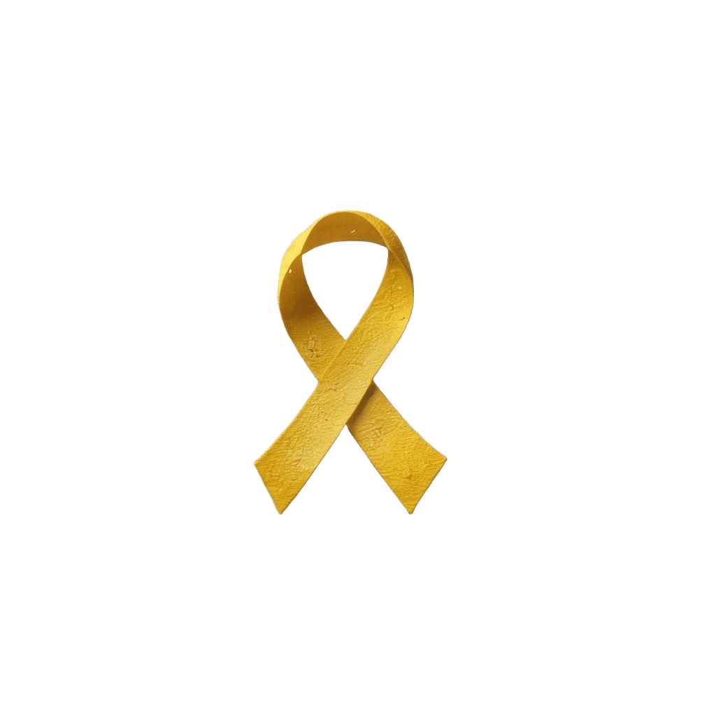 Yellow Awareness Ribbon on White Background