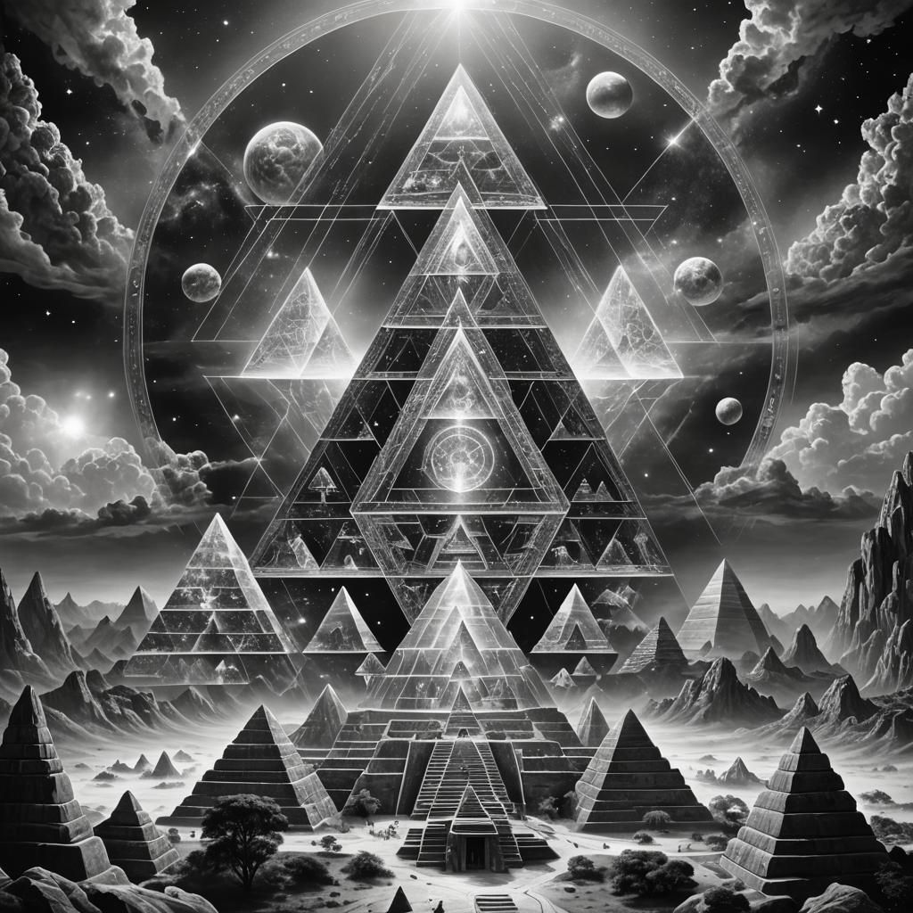 Monochrome Image of Parallel Realms and Spirituality