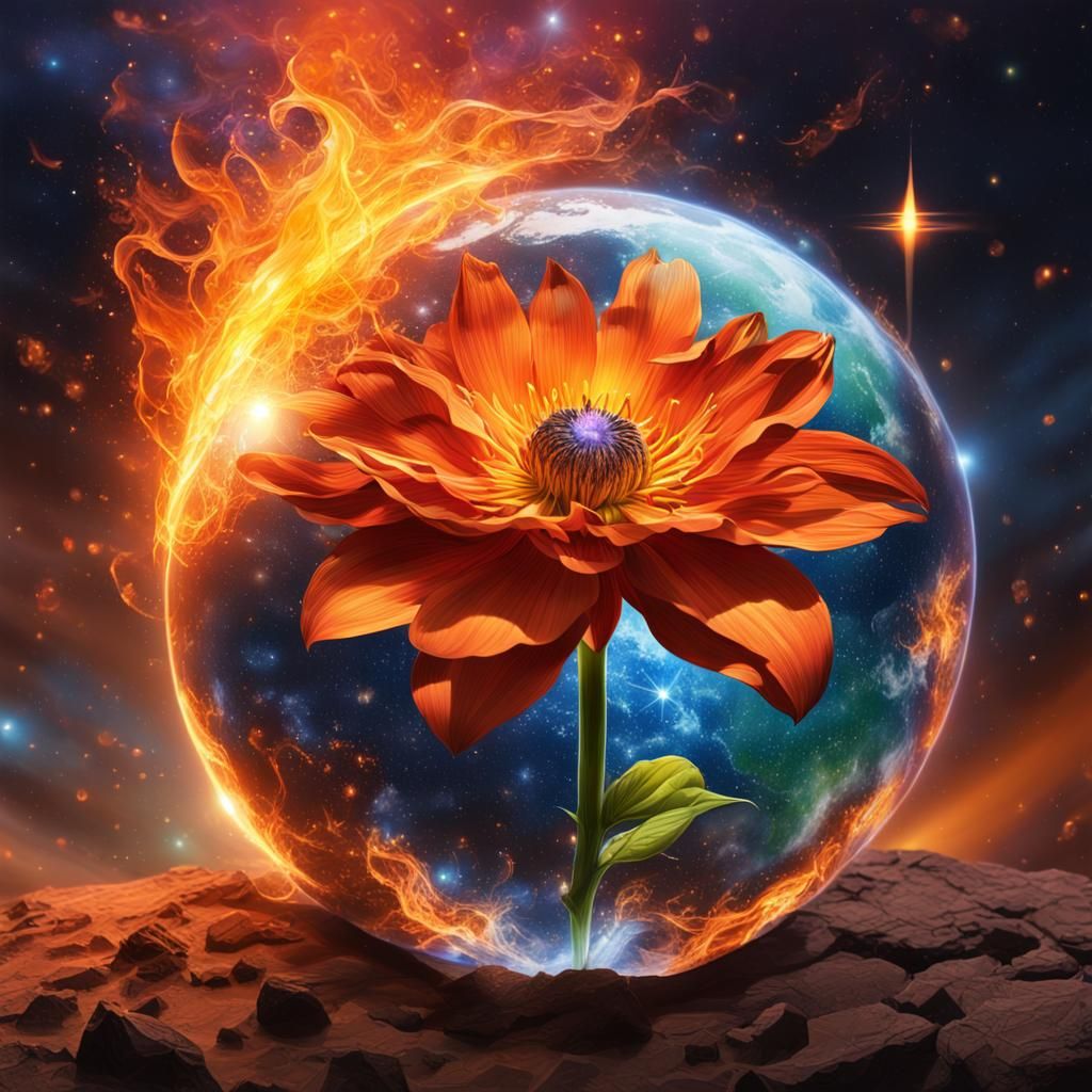 Glass Fire Flower Blooms in Galaxy