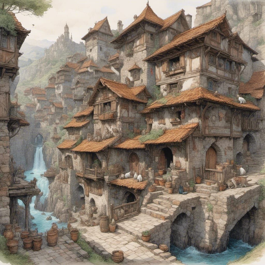 Medieval Complex Overflowing with Cats
