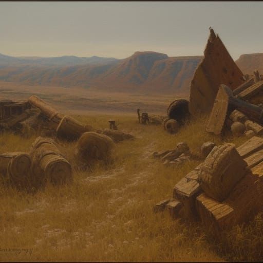 Desolate Wasteland Oil Painting in Classical Realism