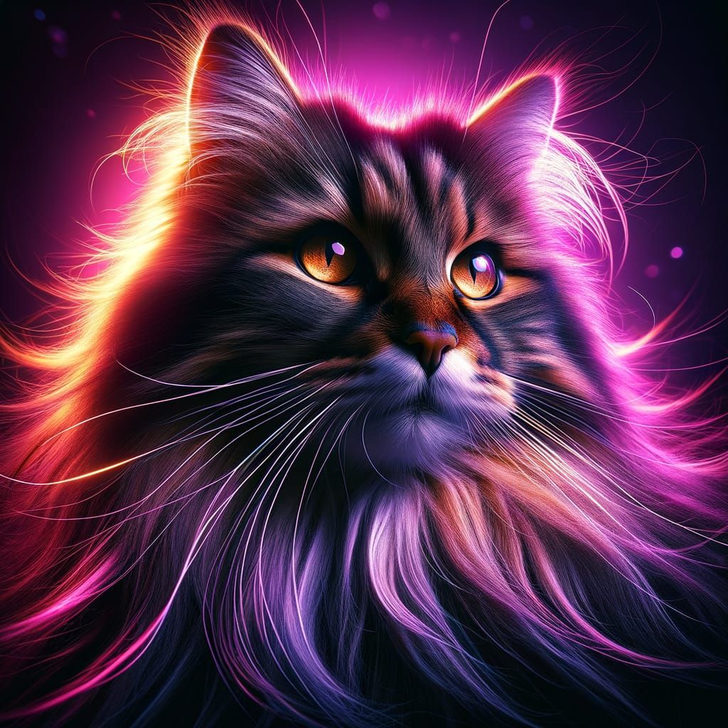 Majestic Tabby Cat Portrait with Amber Eyes