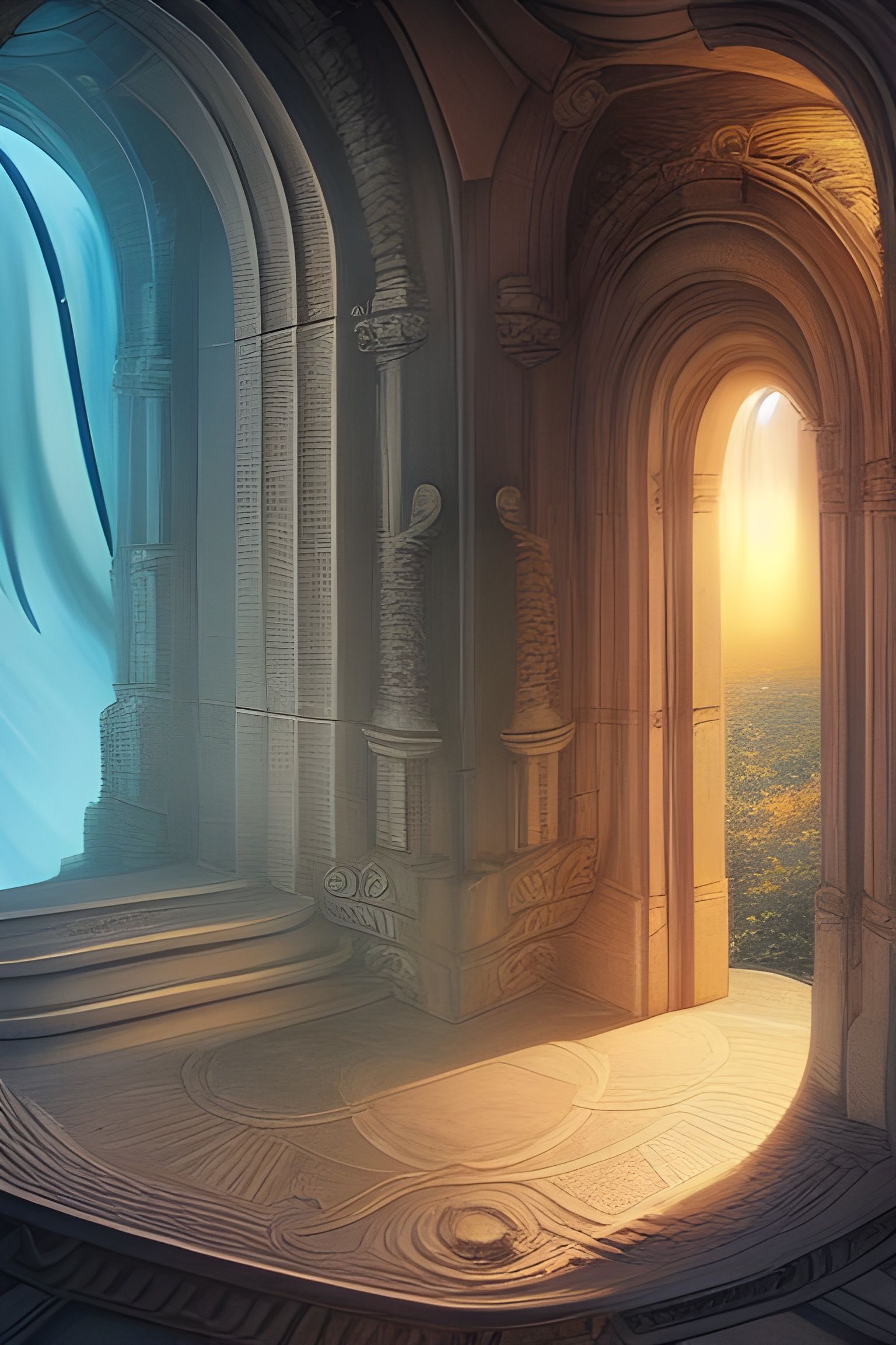 Fantasy Portal and Stairway Digital Illustration