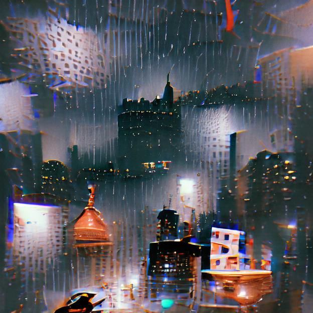 Rainy Night in New York: Neon Reflections