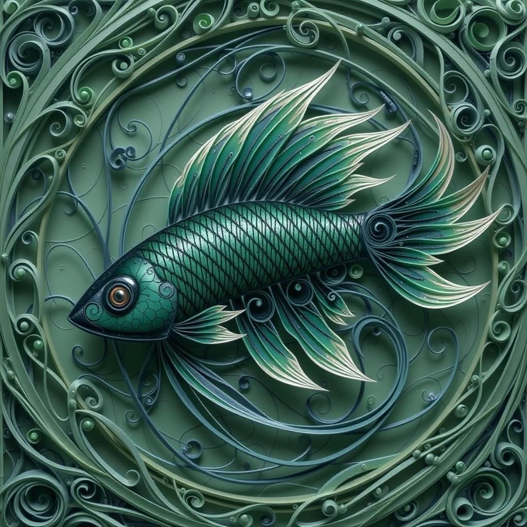 Abstract Paper Quilling with Fractals and 3D Shading