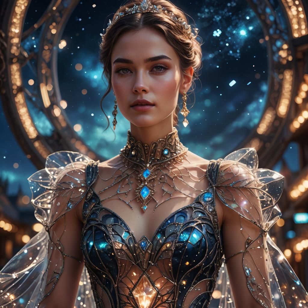 Woman in Glass Dress: Fantasy Art Portrait