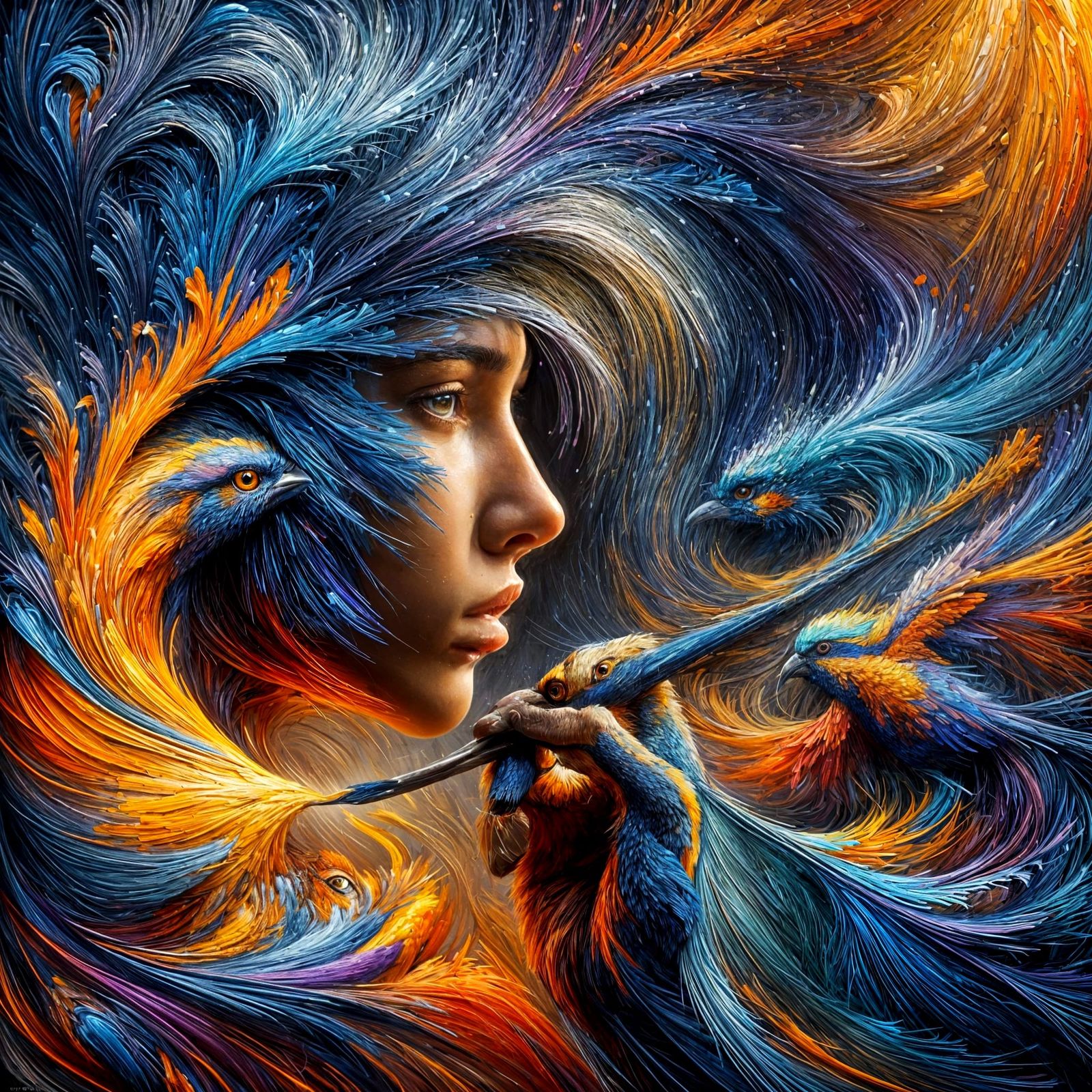 Vibrant Young Artist Unleashes Birds in Thick Paint Style