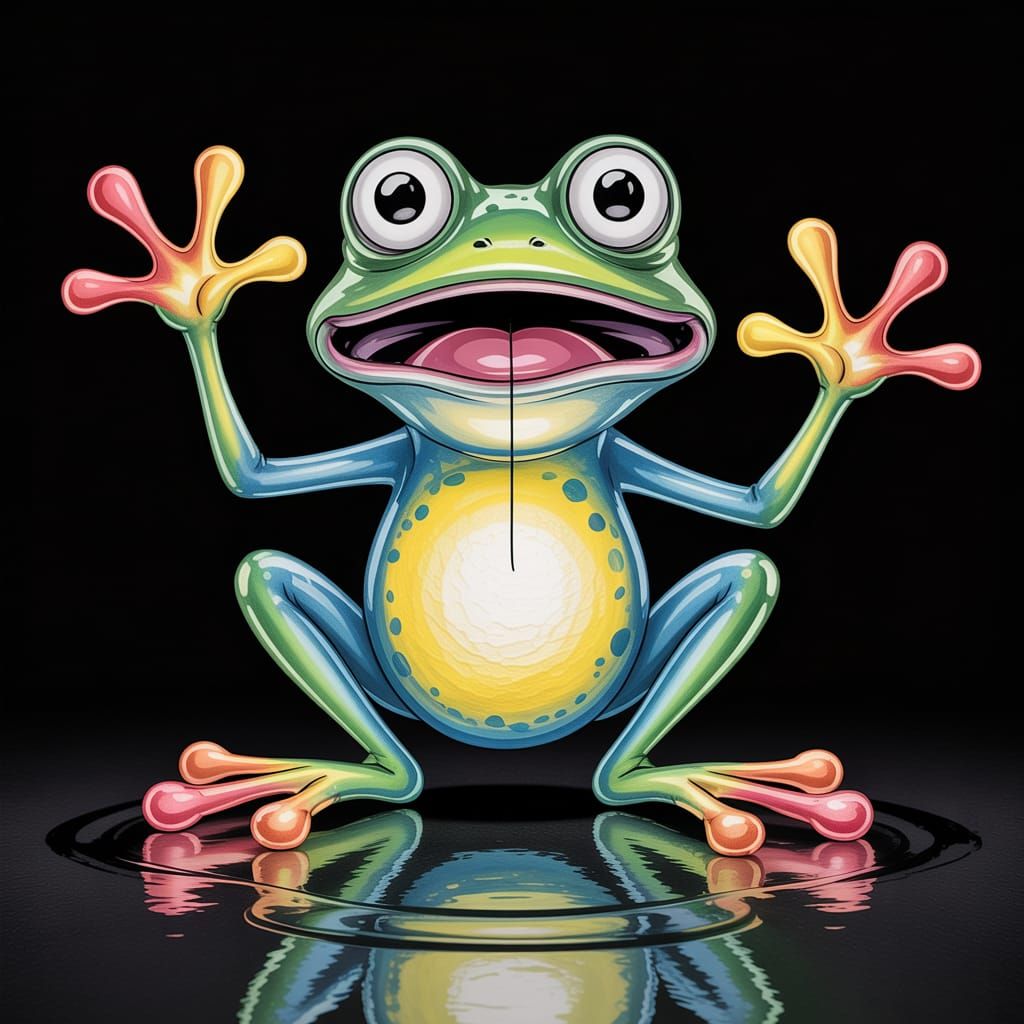 Surreal Paper Frog with Luminescent Wires