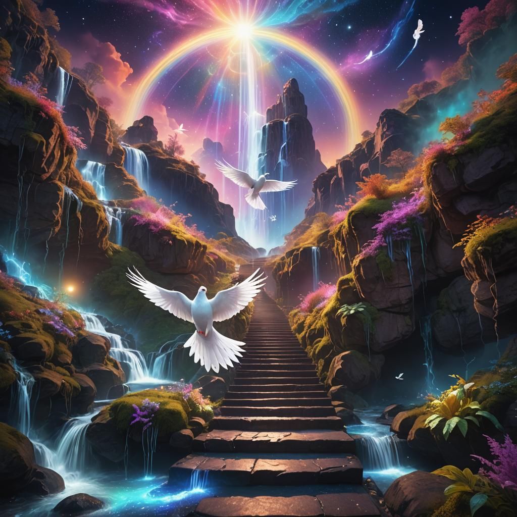 Stairway to Valhalla: Cosmic Astral Illustration