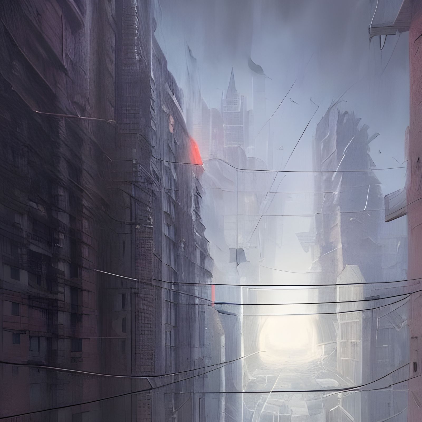 Sinister Giant City with Cracked Sky