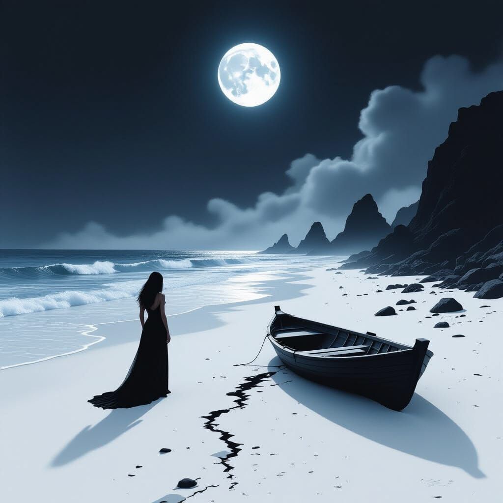 Surreal Beach Scene in Dreamlike Style