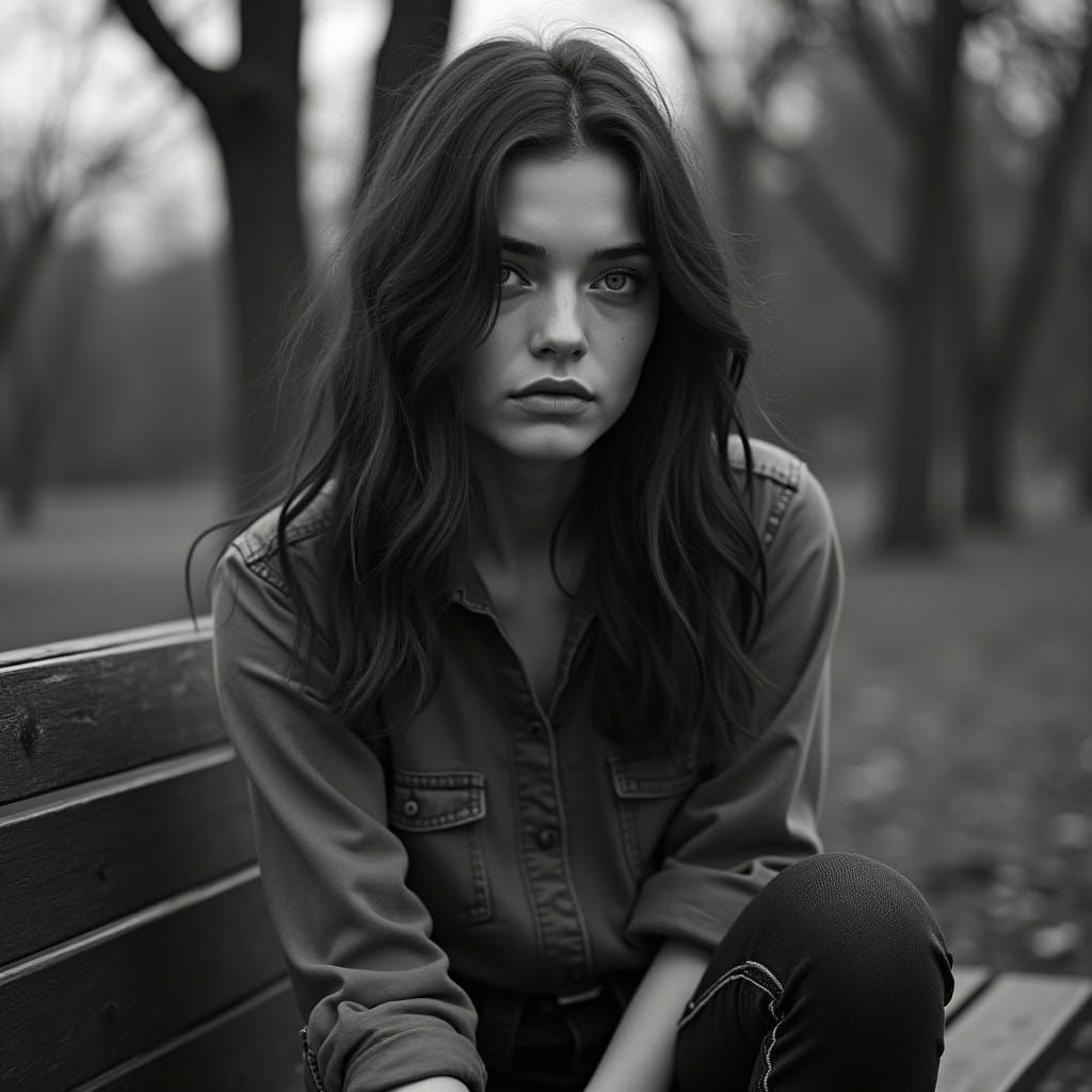 Serene Portrait of a Young Woman with Haunting Intimacy