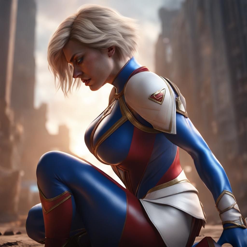 Powergirl in Distress: Detailed Fantasy Art