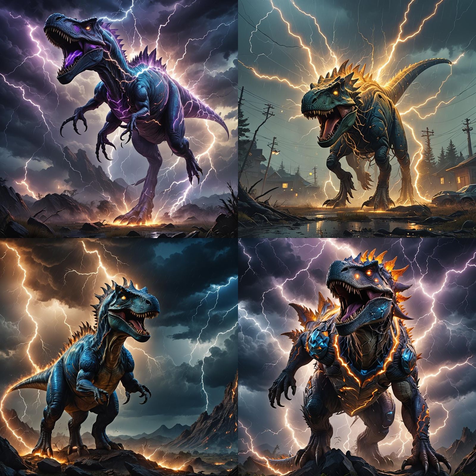 Lightning Dinosaur: Detailed Fantasy Concept Art