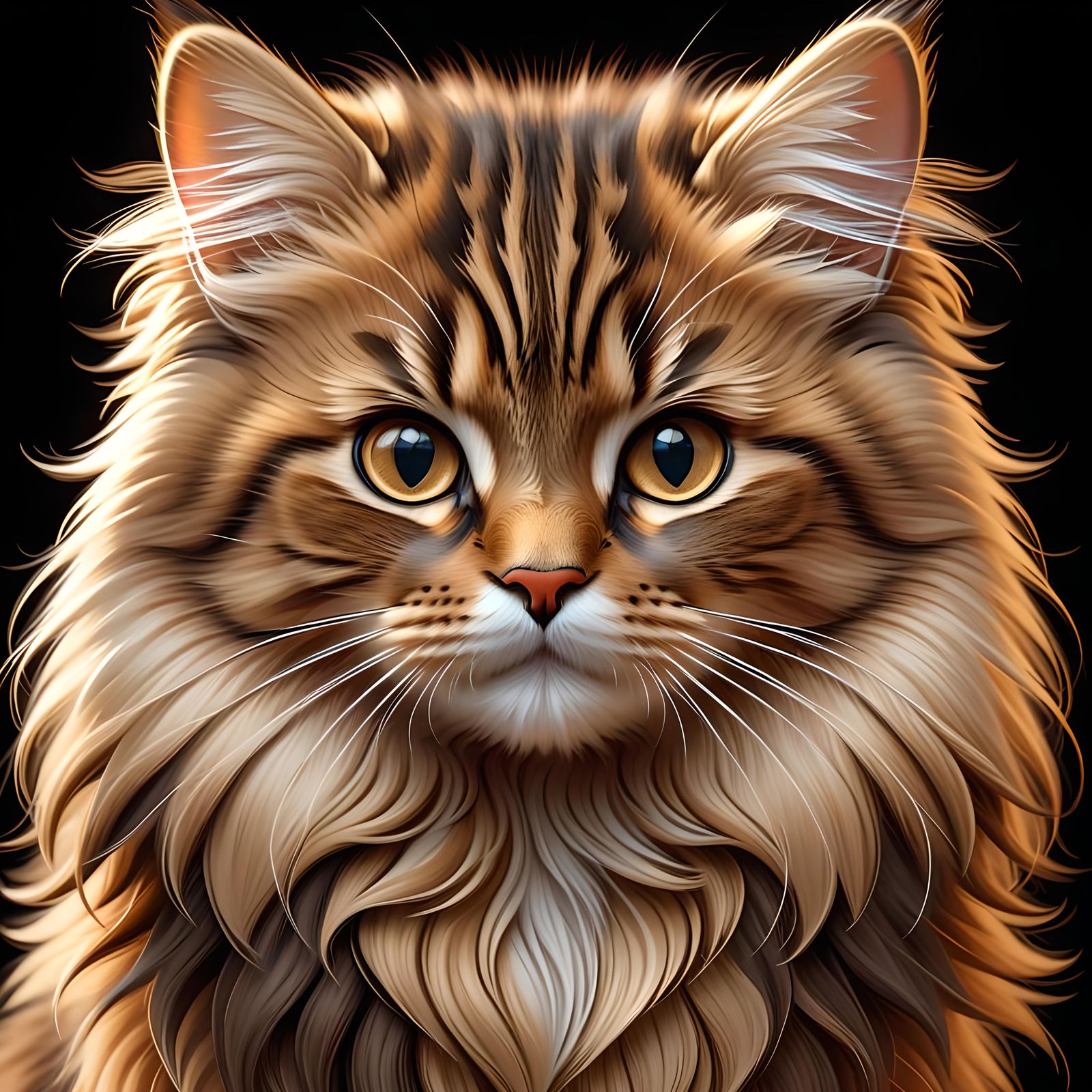 Adorable Cat Portrait with Organic Motifs