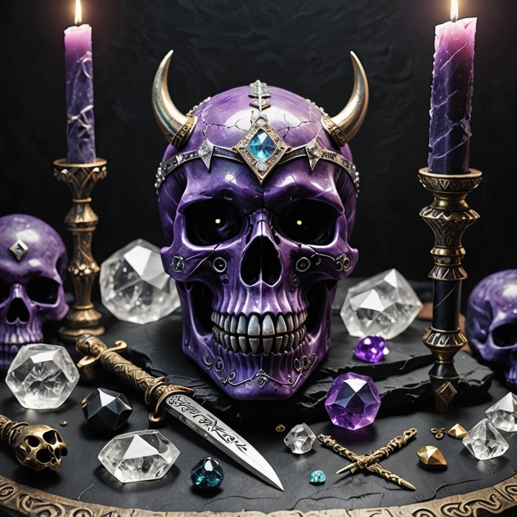 Glowing Runic Skull on Viking Altar