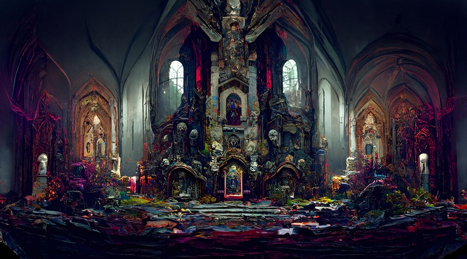 Desecrated Gothic Church Panorama in Unreal Engine