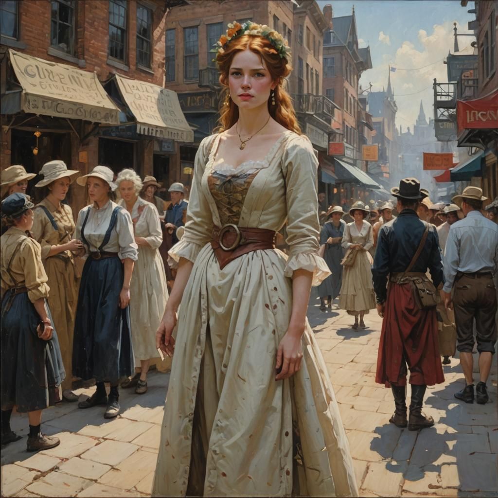 Romantic Portrait of a Lady in Oil Painting Style